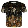 New World Happy Garden T-shirt Allover Print Street Fashion Elements Round Neck Fashion Short Sleeve Pullover Plus Size Top