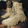 Outdoor High-top Boots Men Shock-absorbing Anti-slip Combat Boots Men Soft Wear-resistant Lace-up Comfortable Hiking Shoes Men