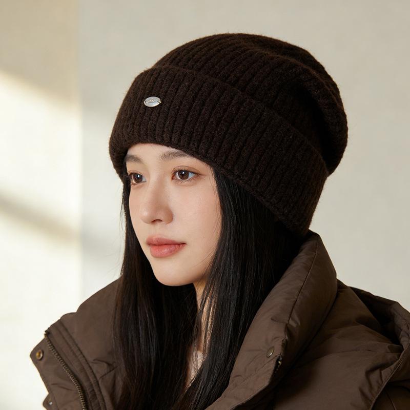 Loose Big Head Circumference Knitted Hat Winter Warm Knitted Stacking Hat Women's Thickened Wool Hat