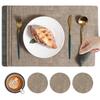 Dual Side Placemat Waterproof Faux Leather Coaster Placemat Solid Color Heat Insulation Pad for Dining Tables Countertops