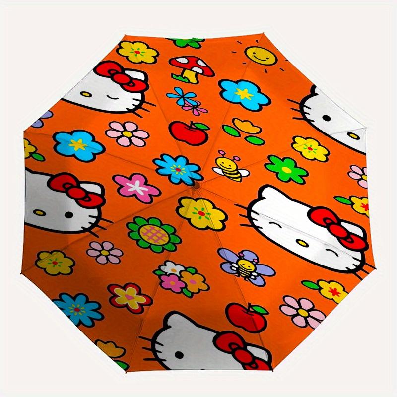 Hello Kitty,Flowers Automatic Umbrella-Foldable, Durable 8-Bone Design, Compact and Stylish, Great for Camping, Halloween, Christmas, Mother