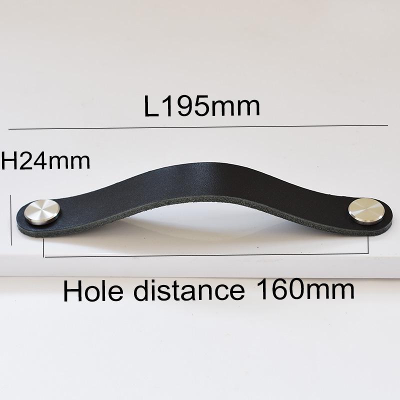 Nordic style Kitchen Furniture Handles Cabinet Pulls Closet Cupboard Wardrobe Door Knobs Thickening Leather Drawer Handle Silver