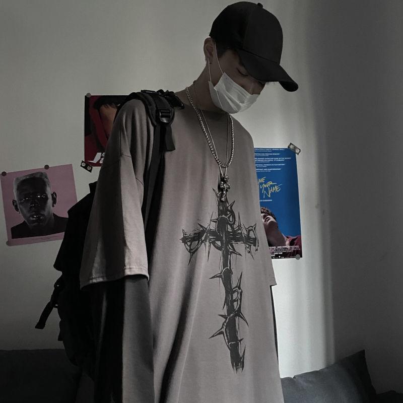 Gothic Goth Style Tshirt Mall Goth Tops Punk Long Sleeve Oversized T-shirt Japanese Streetwear Fashion Korean Style