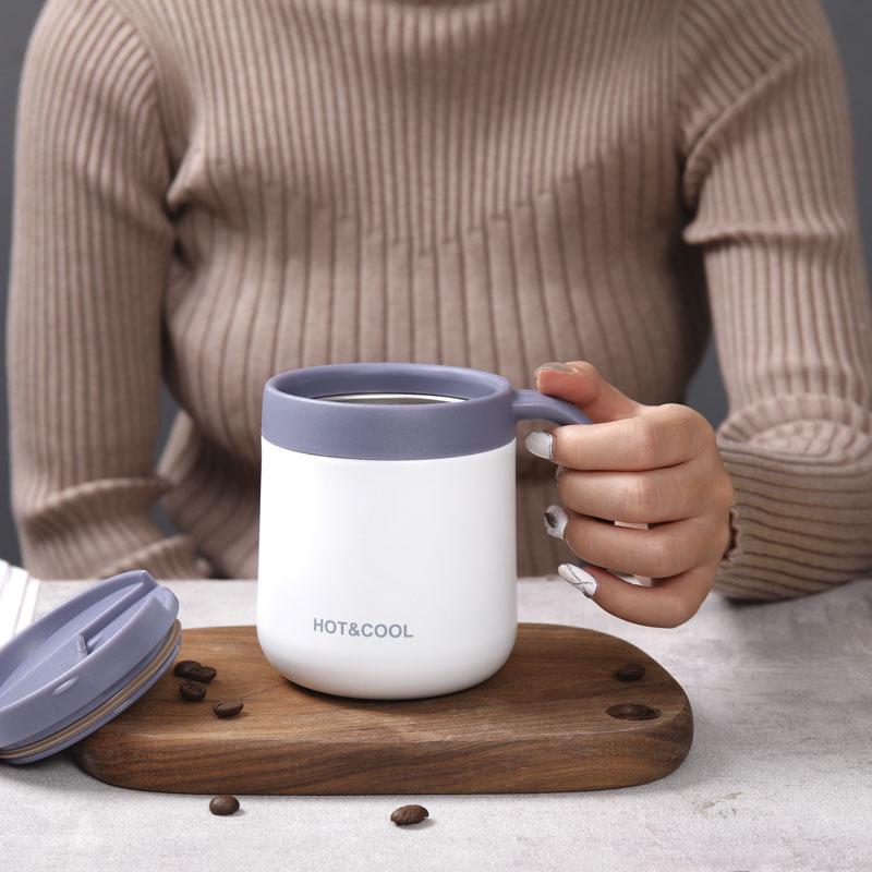 Кружка для кофе из нержавеющей стали с двойными стенками и ручкой для мужчин и женщин