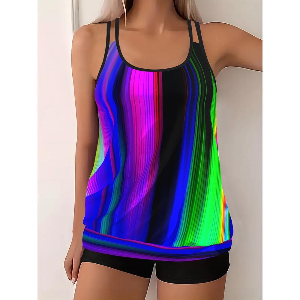 2025 Новый женский европейский и американский принтованный раздельный купальник бикини большого размера красочный купальник