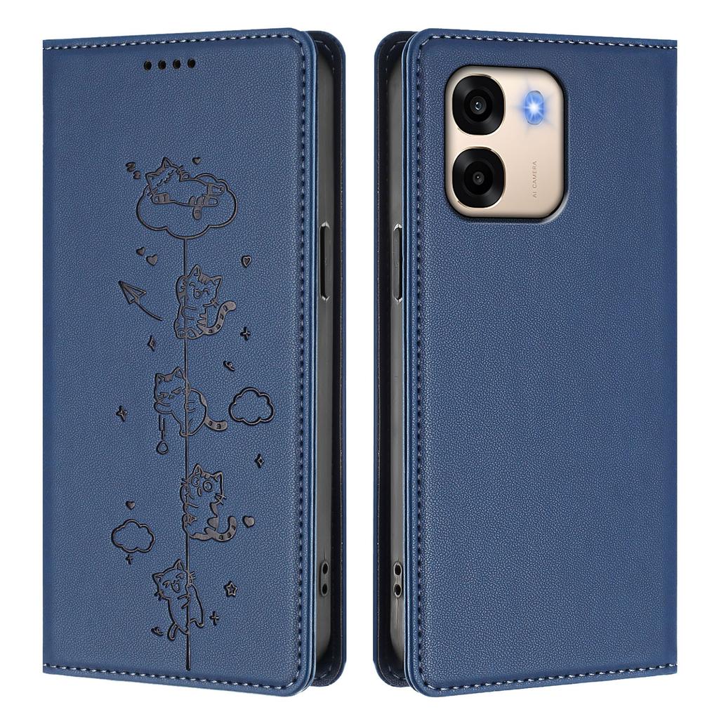 For Oppo A6x 5G/Oppo A6 5G Case RFID Blocking Wallet Stand Imprinted Cat Pattern Leather Phone Cover