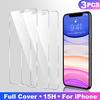 3Pcs Tempered Glass iPhone 14 Plus 13 Pro Max 12 15 16 17 Air 16e Pro Mini 11 Pro Max X XR XS 6 6s 7 8 Plus SE Screen Protector Film Curved