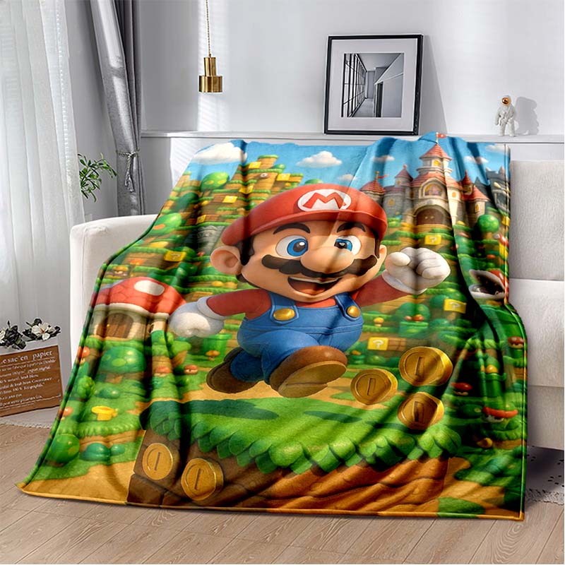 Super Mario game blanket, warm and comfortable flannel blanket, suitable for bedrooms, sofas, beds, chairs