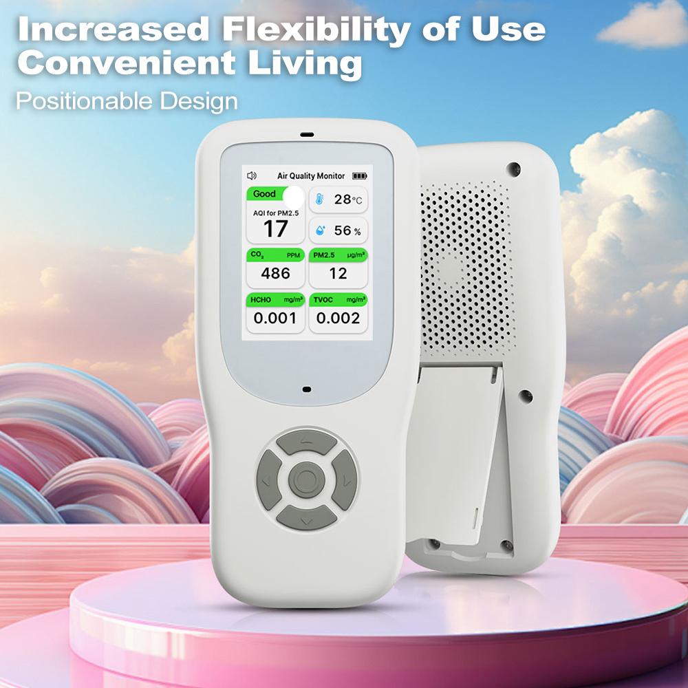 9-в-1 портативный монитор качества воздуха для помещений AQICO₂PM2.5PM1.0PM10HCHOTVCтемпературавлажность