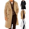 Men Overcoat Autumn Winter Lapel Collar Double-breasted Solid Color Pocket Long Sleeves Casual Loose Thick Warm Male Mid-length Coat Jacket Outwear
