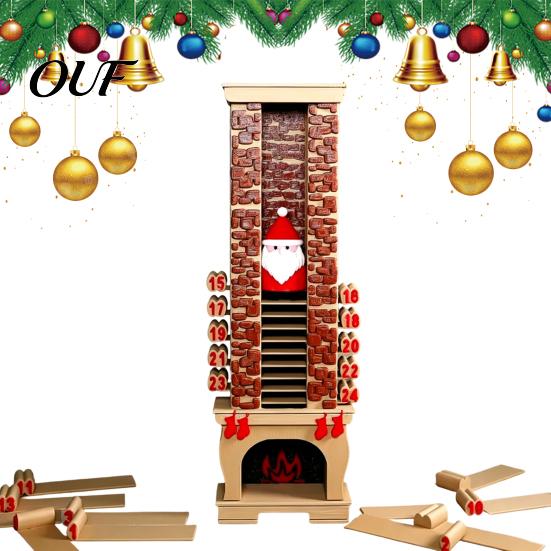 Reusable December Calendar 3D Printed Santa Fireplace Advent Calendar, 24-Day Christmas Countdown Ornament for Decorative Tabletop Home Decor, Holiday