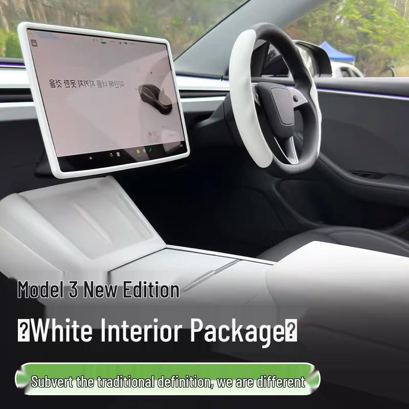 Наклейка на приборную панель центральной консоли Tesla Model Y/YL/3 - Белая внутренняя отделка