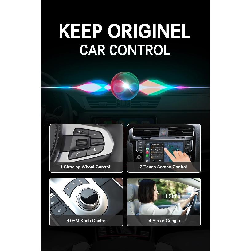 2-в-1 Беспроводной адаптер CarPlay и Беспроводной адаптер Android Auto, 5 ГГц WiFi, Type-C и USB, Plug and Play для VW Toyota Nissan Honda Benz