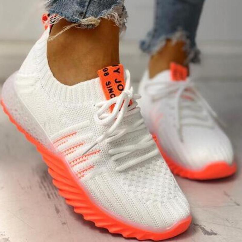 Platform Women's Sports Shoes Wedges Lace-up Breathable Running Shoes Mesh Outdoor Vulcanize Shoes Zapatos Mujer