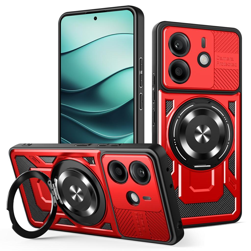 Для Xiaomi Redmi Note 14 4G (163,25 мм) Магнитный чехол с вращающейся подставкой TPU+PC Чехол для телефона