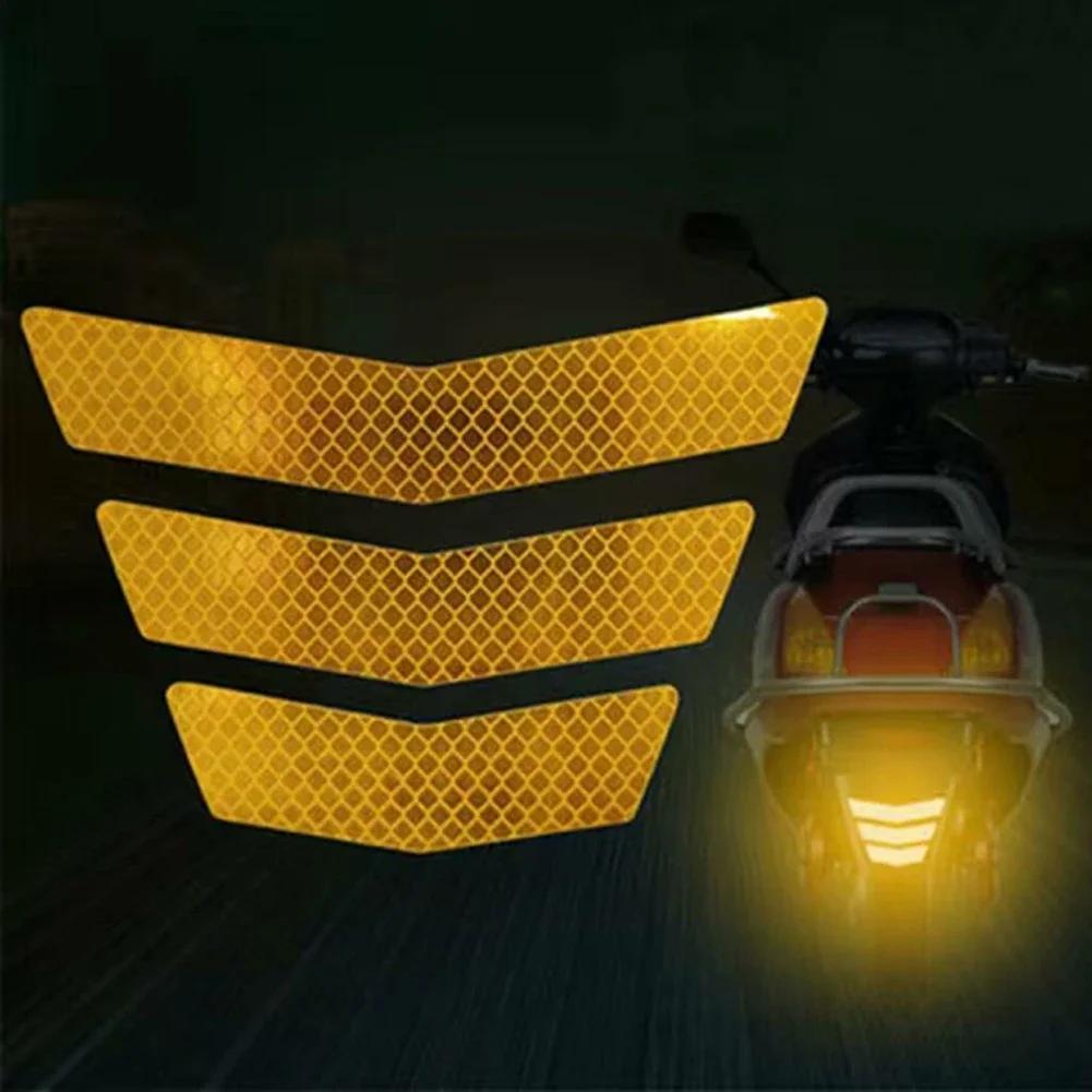 3X Motorcycle Stickers Reflective Warning Trapezoidal Arrow Tail Fender Racing Bumper Decal Adhesive Tape for Car Pegatinas Moto