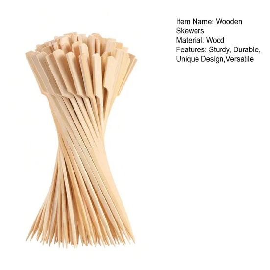 100 шт. деревянных шпажек 6 дюймов, прочные коктейльные шпажки для закусок, плоские палочки для еды на вечеринке, барбекю, фруктов, сыра, досок для колбасных изделий, аксессуары