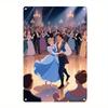 2D Плоский - 1 шт., Металлический настенный декор Disney Золушка - 8x12 дюймов Красочный железный декор с танцующей парой, Идеально подходит для дома, офиса, C