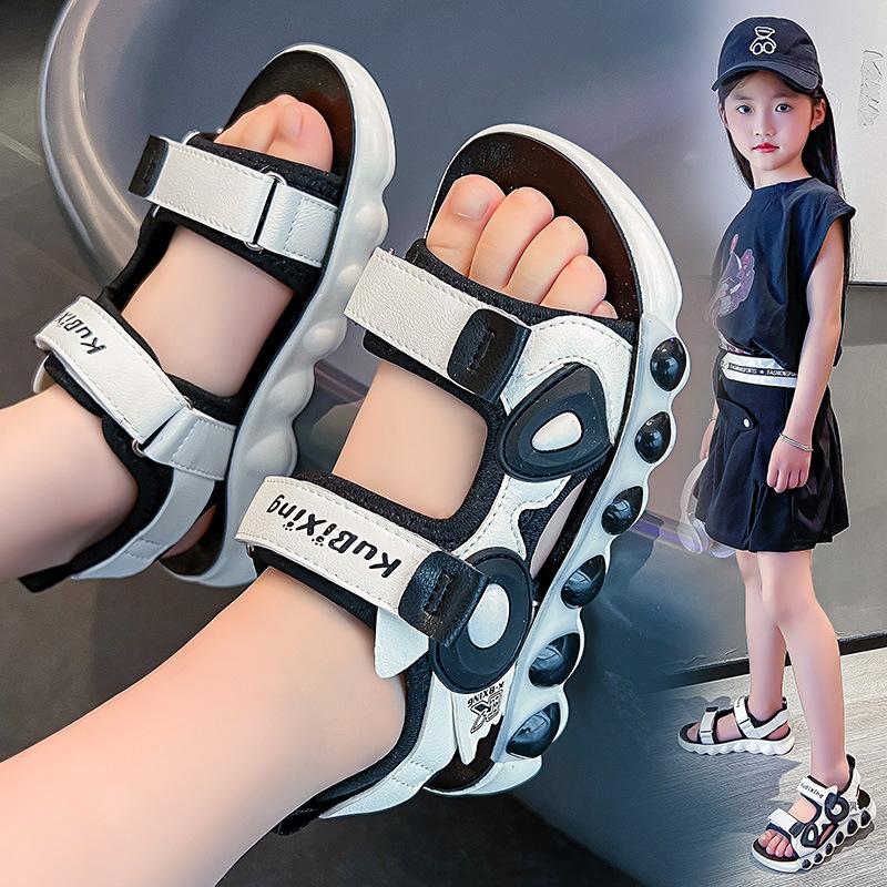 Сандалии для девочек, нескользящая обувь на мягкой подошве для маленьких девочек, нескользящая детская пляжная обувь среднего и большого размера