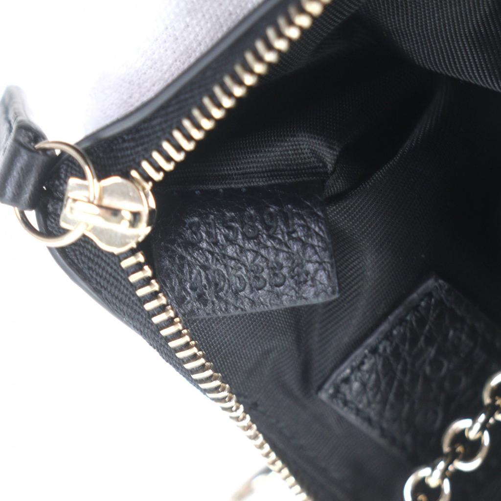 Excellent GUCCI Coin case Current GG emblem key pouch black leather mens 815891 Used