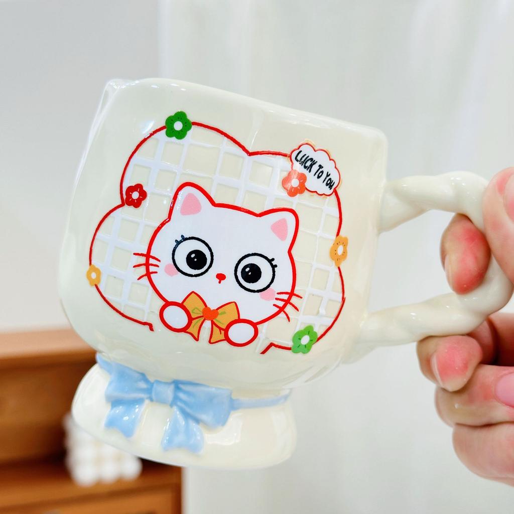 Creative Hand Colored Flower Ceramic Cup High Value Souvenir Gift Cup Large Capacity Office Coffee Cup Couple Water Cup