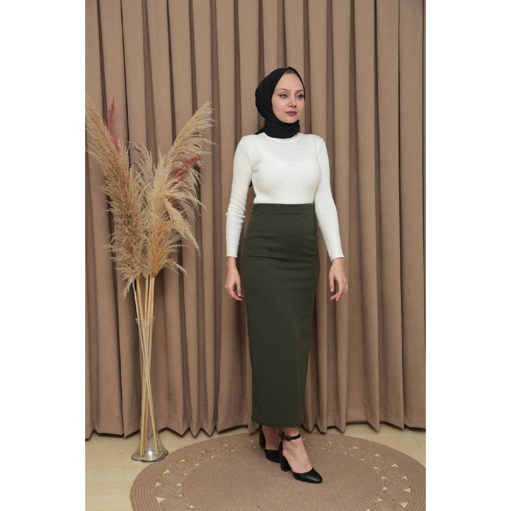 Женская черная юбка-карандаш на эластичном поясе