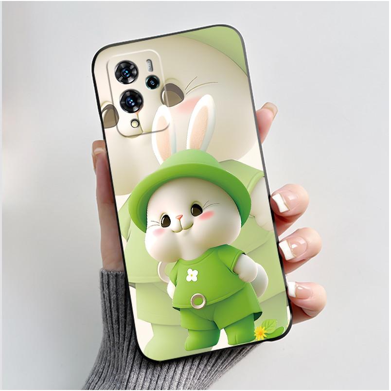 Чехол для ZTE Blade V40 Pro/ZTE 9046 Милый Заяц с Сердечком Забавный Черный Матовый Мягкий ТПУ Защитная Задняя Крышка Для Телефона ZTE V40 Pro