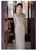 Old Shanghai retro Republic of China style long plaid literary cheongsam 1011 spring new cotton new Chinese retro cheongsam