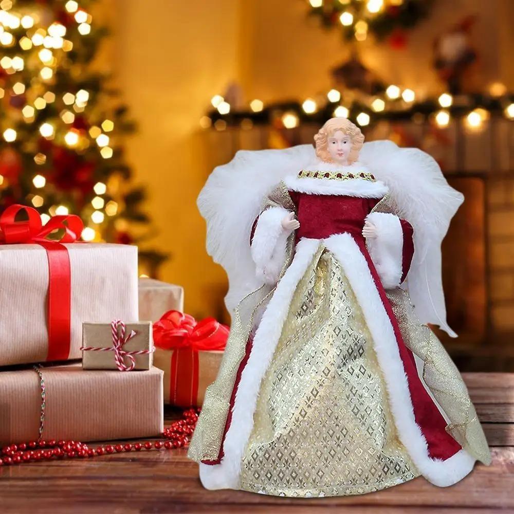 Плюшевые Крылья Верхушка для Рождественской Елки 2024 Ангел Ангел Звезда Верхушка для Елки Украшения Двор Кафе Дом