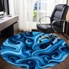 1PC Ocean Waves Pattern Office Round Area Rug, Mat Suitable For Office, Under Office Chairs Bedroom Living Room Home Decor, Room Deco