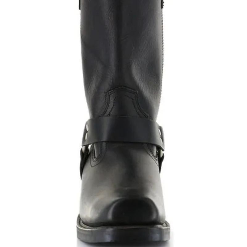 Men's Retro Cowboy Faux Leather Boots British Style Buckle Mid Calf Boots Square Toe Knight Boots Mid Heels Ankle Boots Outdoor Riding Boots