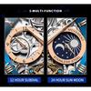 OLEVS Men's Automatic Watch Starry Sky Skeleton Luxury Waterproof Luminescent Brown Strap Blue Dial