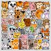 50 Cartoon Small Animals Doodle Stickers Creative Cute Animal Water Cup Suitcase Waterproof Decorative Stickers