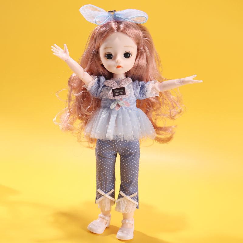 30CM Mini Movable 15Jointed Doll Girls Toy 3D Big Eyes BJD Princess Full Outfits Dresses Collection Childrens Doll Gift