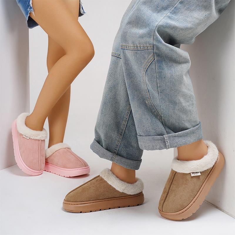 1Pair Thick Non Slip Outdoor Indoor Women Winter Fluffy Fur Slipper Thick Sole Plush Shoes