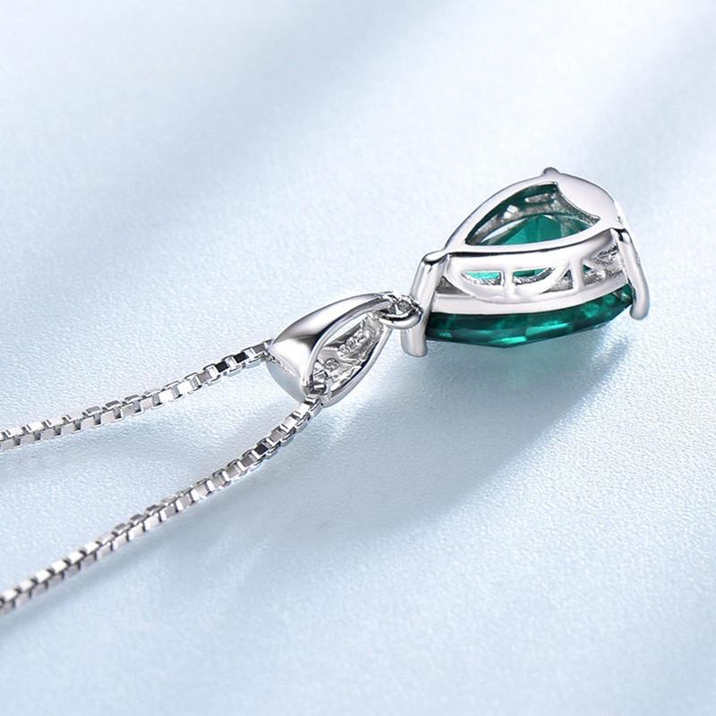 100% 925 Sterling Silver Pendant Necklace for Women High Quality Gemstone Simple Blue Emerald Wedding Party Fine Jewelry Gift