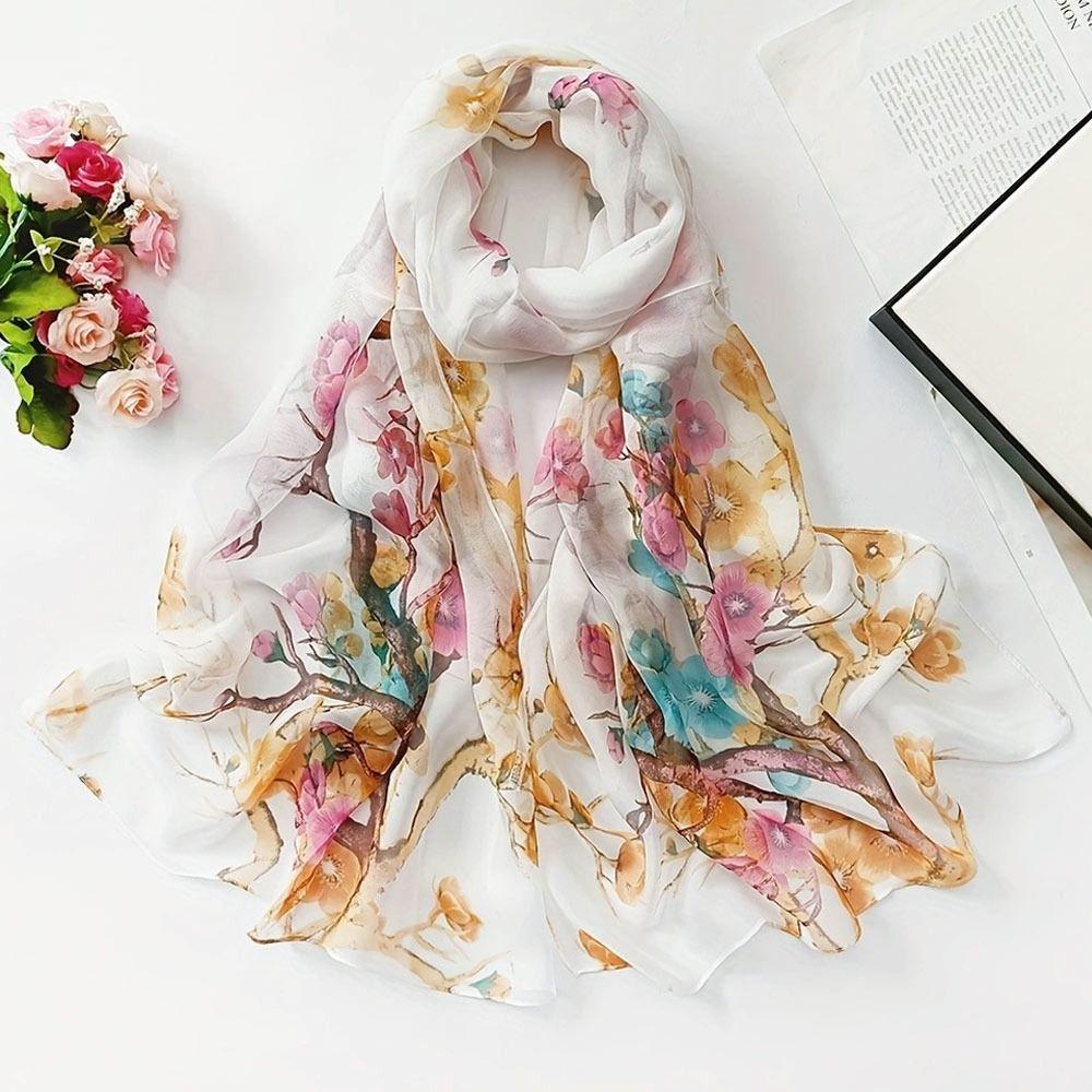 Breathable Silk Scarf Sun-Resistant Long Wraps Summer Bandana for Women