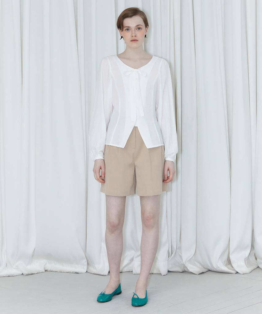SINOON Ribbon Tie Blouse (White)