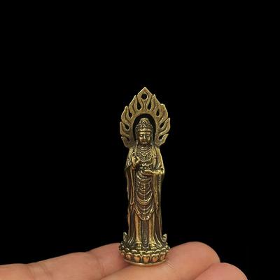 Миниатюрная статуэтка Будды, Бодхисаттва Каннон, Латунь, Высота 6 см, Божество-хранитель, Молитва, Защита от зла