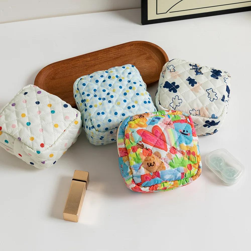 Floral Sanitary Napkin Storage Bag Girls' Sanitary Napkins Bags Women Cosmetic Bag Coin Purse Card Bag Travel Cosmetic Organizer