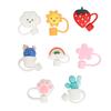 8pcs Straw Covers Silicone Cute Cartoon Design Dustproof Reusable Portable Drinking Straw Covers