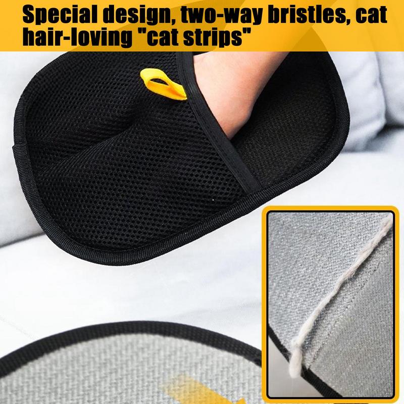 Pet Grooming Glove Reusable Double-Sided  Pet Hair Remover Gloves Static-Free Hair Stripping Mitts Cat Hair Cleaning Tool