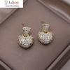 Korea Design Fashion Jewelry 14K Gold Plating Luxury Zircon Love Pendant Earrings Elegant Women's Party Luxury Accessories
