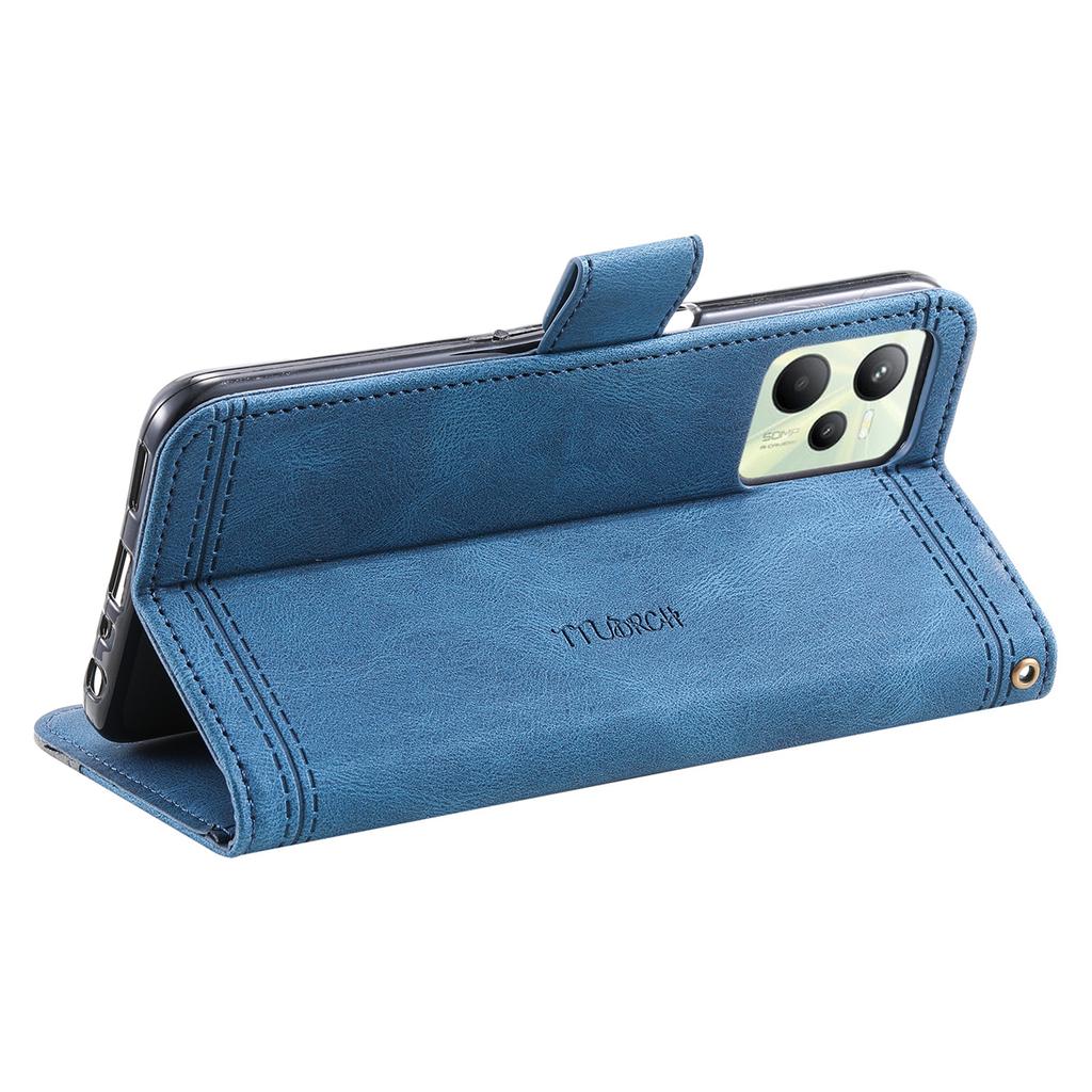 For Oppo/Realme All Series Oppo A7,Reno5,A94,C21Y,A52,A72,Narzo 50A...Hand Rope Style Splicing Design PU Leather Flip Stand Wallet Phone Case