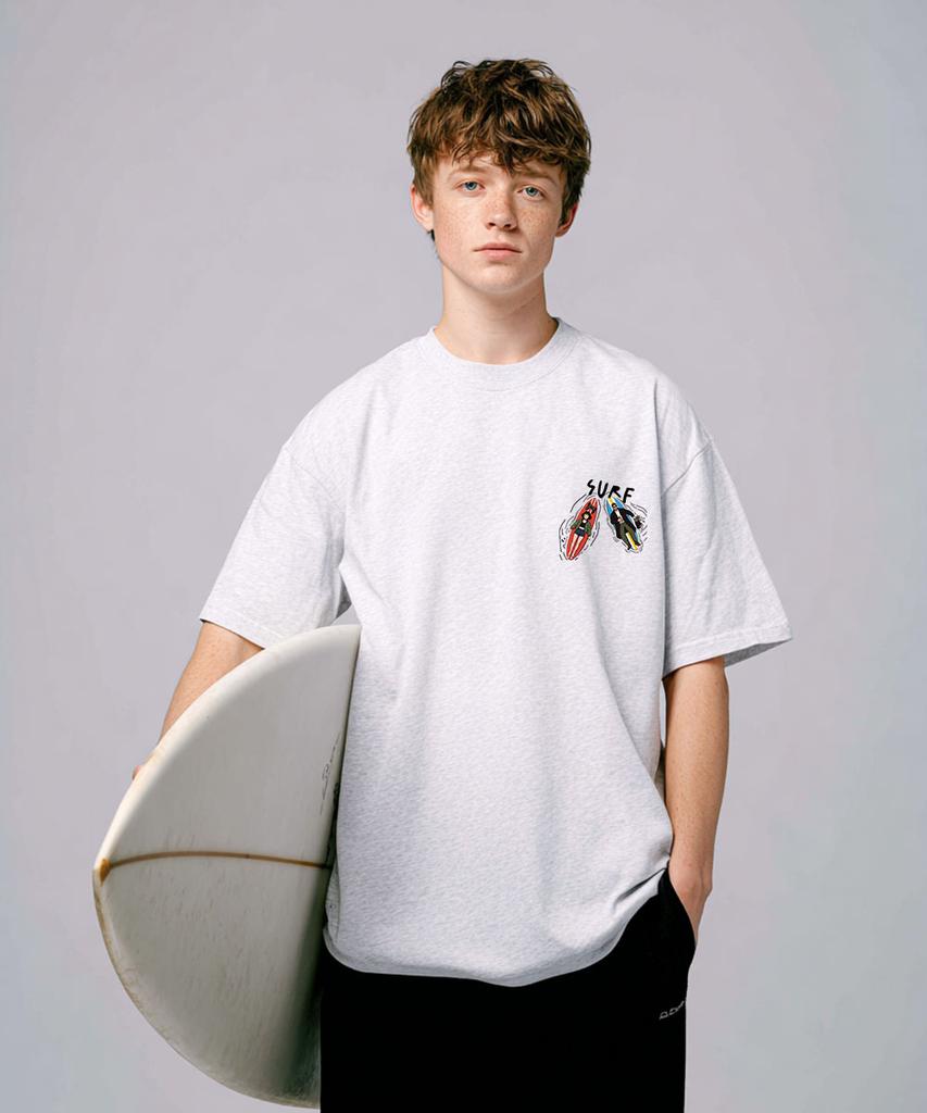 OHP Ohpxquirk Couple Surfing Semi-Oversized Short Sleeve T-Shirt 6 (Type A)