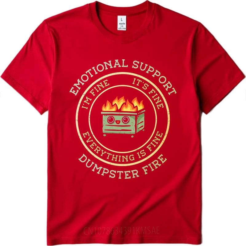 Casual Summer For Unisex Tshirt Emotional Support Dumpster Fire Im Fine Its Fine Everything Is Fine Short Sleeve Comfortable
