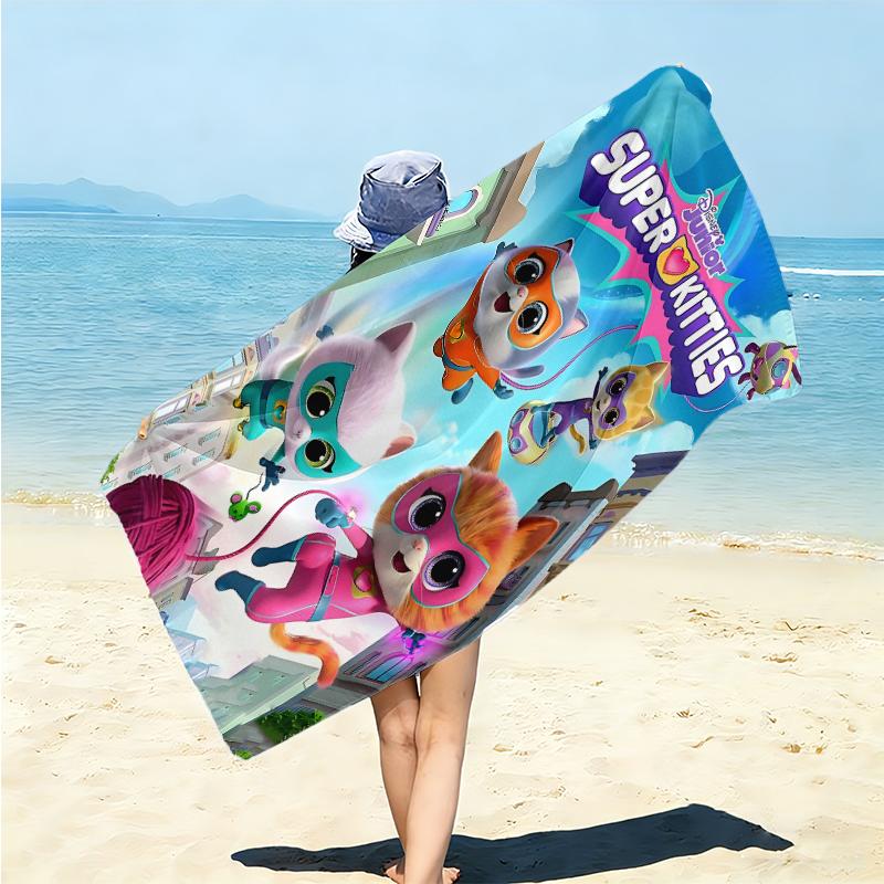 1Pc Super Kitties Adventure Beach Towel Microfiber Beach Towel Thin Absorbent For Beach Swimming Yoga Bath Sports 0917265