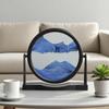 Rotatable Sandscape Moving Sand Art Picture Flowing Sand Painting 3D Liquid Hourglass Round Glass Quicksand Office Home Decor