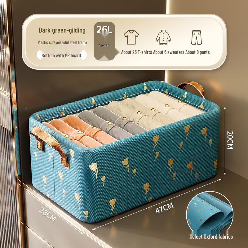 Складной органайзер из ткани с ионным стальным каркасом: Большой ящик для хранения одежды и книг.