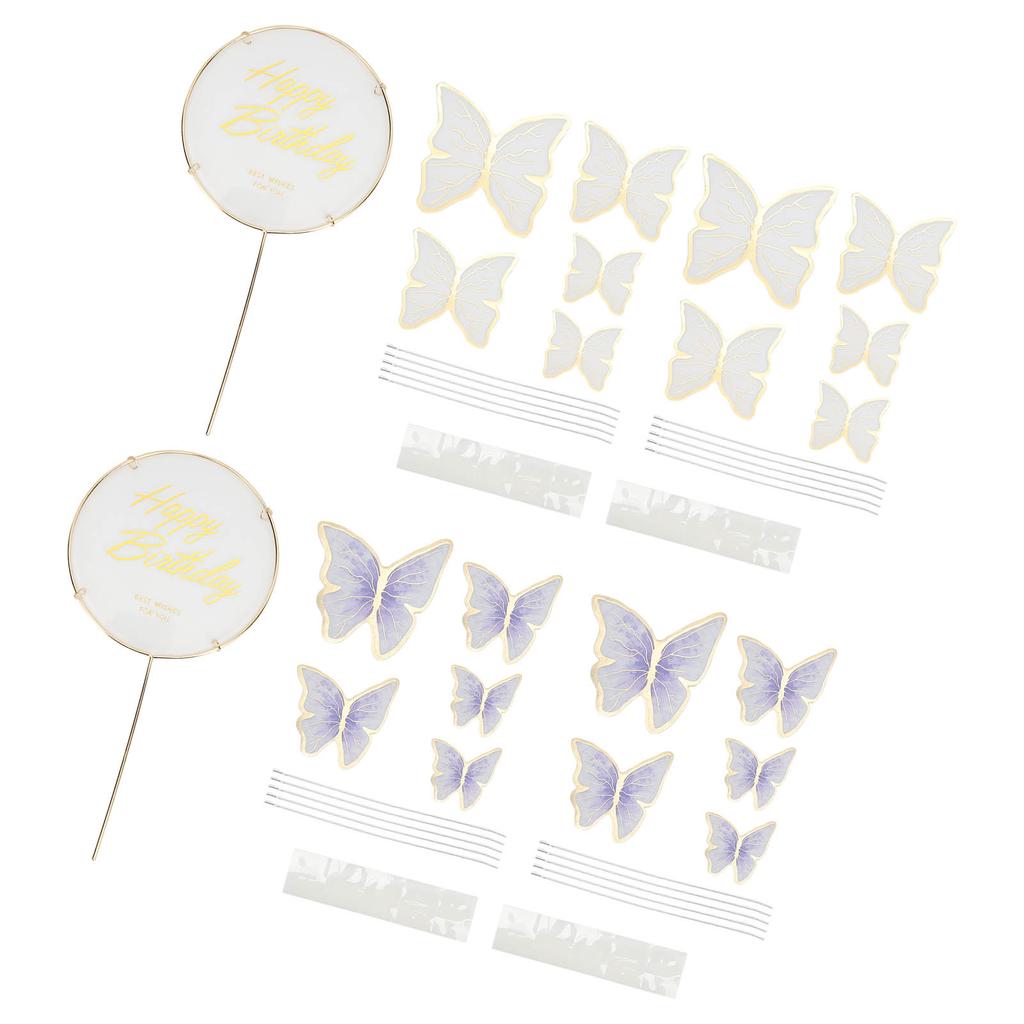 3 Sets Cake Insert 3D Color Cake Insert Card Cupcake Topper Birthday Wedding Par